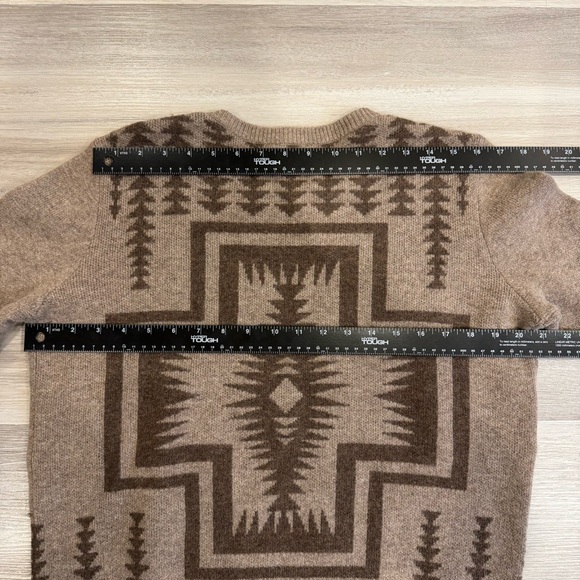 Pendleton Harding Southwestern Geometric Tan Brown Wool Sweater Women’s Medium - Picture 6 of 9